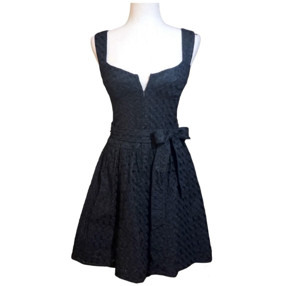 Nanette Lepore Mambo Bustier Black Eyelet Lace Party A-line Dress Size 10